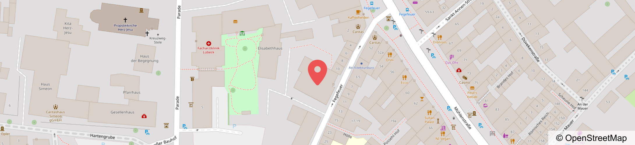 Kartenausschnitt für Fegefeuer 12-14, 23552 Lübeck Kartenausschnitt für Fegefeuer 12-14, 23552 Lübeck